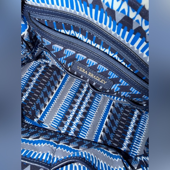 Vera Bradley Leather Satchel Crossbody – Navy & Black - Picture 2 of 16